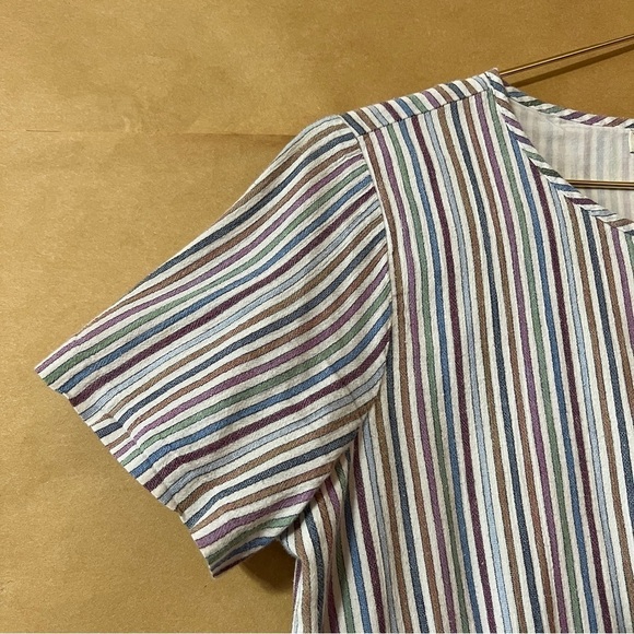 Madewell | Striped Crewneck Button Front Tiered Mini Dress Popover Size S - Picture 7 of 14